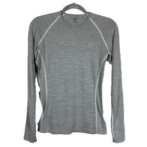 Icebreaker 100% Merino Wool Top Women M Gray Long Sleeve Base Layer Outdoor Ski